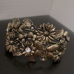 💖 Gold Flower/Butterfly Hinged Bracelet